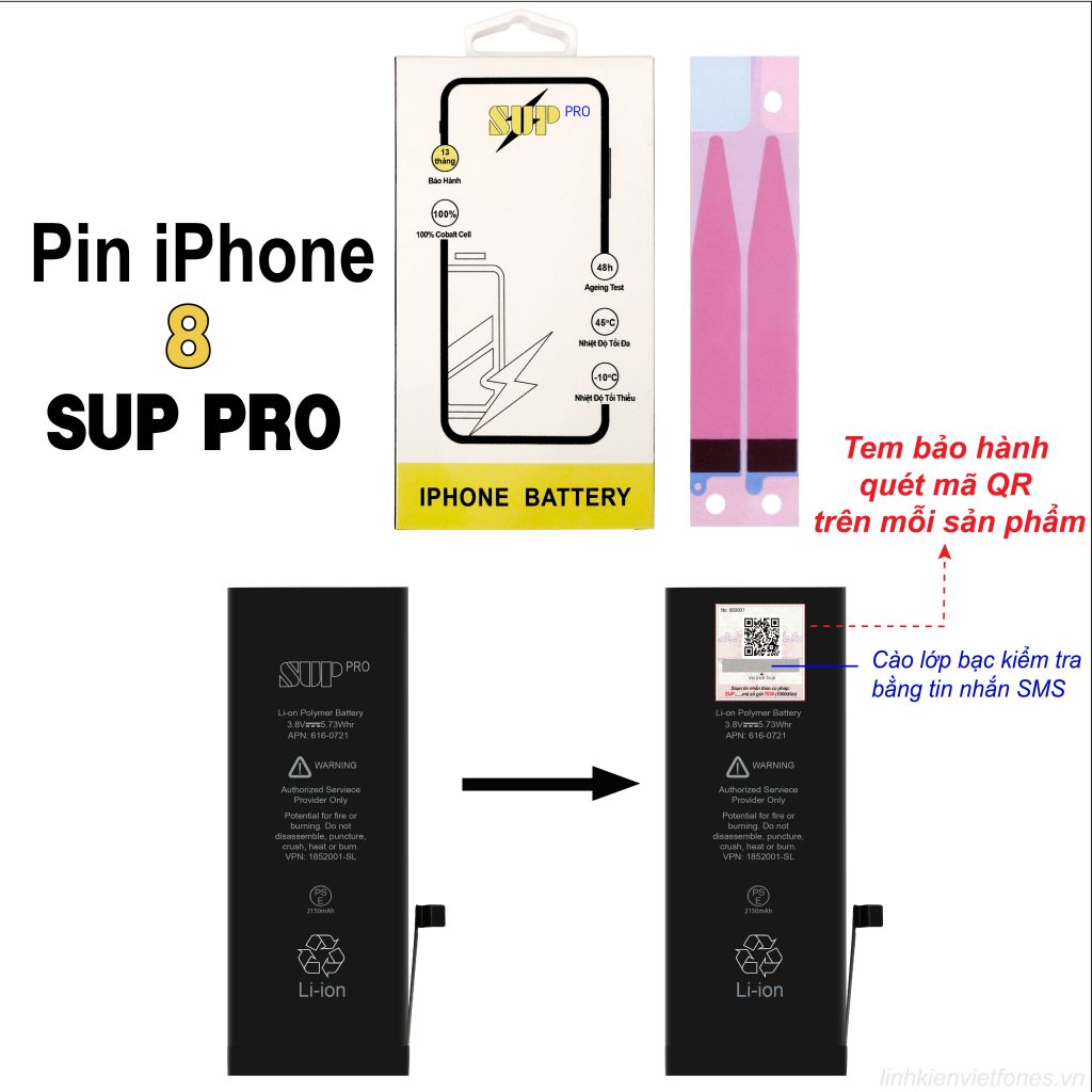 Pin iPhone 8 SUP PRO